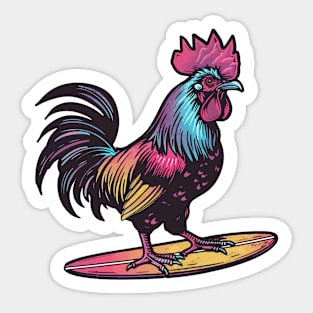 Surfing Rooster Sticker